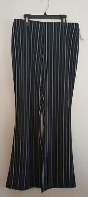 Pantalones Maurice’s Pequeños Ligeros Formales Acampanados Oficina Pull On Rayas Negros Foto 1 de 4