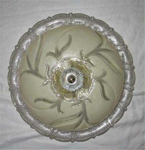 Vintage Victorian Flush Mount Glass Shade Chandelier Ceiling Fixture 1950's Cover