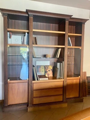 Parete attrezzata - Libreria in legno Massiccio Ciliegio e Padouk - Immagine 1 di 2