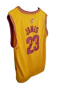 Lebron James #23 Yellow Cavs Jersey  Sz LG +2 Adidas All For One , One For All