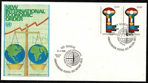 UN Geneva 1980 New International Economic Order FDC -Pair Of Stamps - Mint 2 - Picture 1 of 1