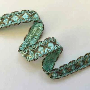 Trenza cruzada 5/8" Aqua and Metallic Gold precio por 2,17 yardas - Imagen 1 de 1