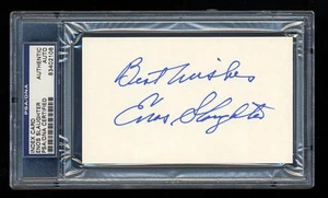 ENOS SLAUGHTER SIGNED MINT INDEX CARD PSA/DNA SLABBED AUTOGRAPHED HOF AUTO - Picture 1 of 1