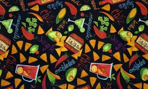 BTY MARGARITA Sangria Pepper Cocktail Chip Salsa AVACADO Quilt Black Cotton - Picture 1 of 2