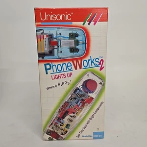 Vtg Clear Unisonic Teleworks II Push Button Corded Phone Plastic Landline Untest - Picture 1 of 3
