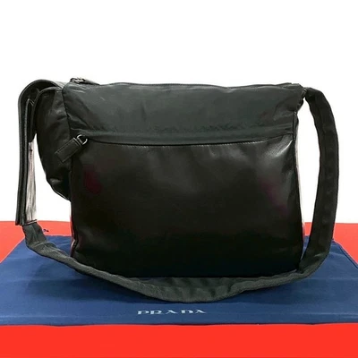 Prada Shoulder Bag Black Leather Zip Vintage Authentic - Image 1 of 4