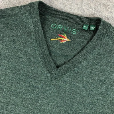 Мужской свитер Orvis XL зеленый шерсть мериноса с v-образным вырезом без рукавов жилет для улицы многослойный - Изображение 1 из 4