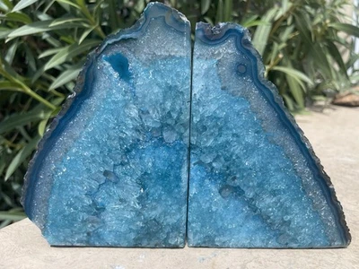 Teal Blue Agate Bookends   2.97 Lbs, Accent Pieces, Crystal Bookends   - Image 1 of 4