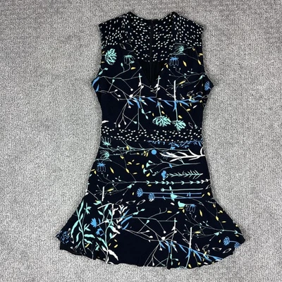 Vestido Parker Mujer Mediano Negro Floral Sin Mangas Ajuste y Acampanado Forrado Viscosa Foto 1 de 4