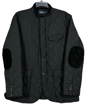 Polo Ralph Lauren Quilted Jacket Mens XL Black Nylon Leather Elbow Patch - Image 1 of 4