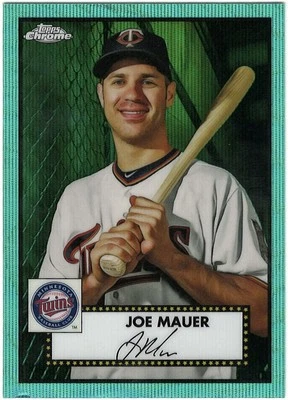 2021 Topps Chrome Platinum Anniversary - Joe Mauer #528 Aqua Wave Refractor - Image 1 of 2