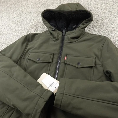 NUEVA Chaqueta Levis Para Hombres S Verde Softshell Sherpa Forrada de Vellón Cremallera Abrigo de Camionero Nuevo con Etiquetas Foto 1 de 4