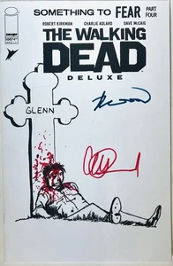 Walking Dead Deluxe #100 Blank Glenn’s Death Sketch by  Adlard Kirkman Signed - Picture 1 of 24