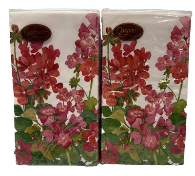 2 Pkgs Caspari Geraniums Triple Ply Napkins 15 Per Package 33 cm x 40 cm New! - Image 1 of 2