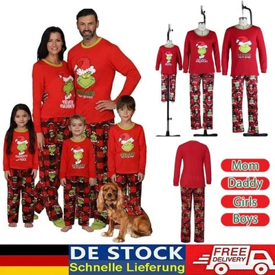 MARKLONS Weihnachts Grinch Nachtwäsche Damen/Herren Kinder Familie Pyjama Schlafanzug Pjs
