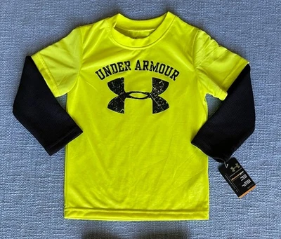 NUEVO CON ETIQUETAS Camiseta Under Armour Niños Amarilla Manga Larga Top Talla 2T Niños/Niños Pequeños Foto 1 de 2