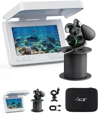 FOURQ Underwater Fishing Camera 4.3" HD LCD, 65FT Cable, IR Lights, 5000mAh Battery🐟⭐