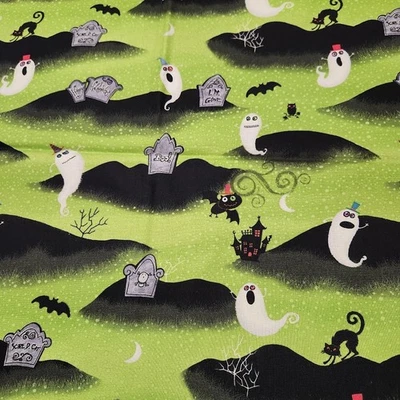 Linda tela de Halloween fantasma y tumba 1 yarda *F34* Foto 1 de 3