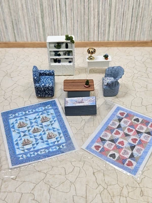 Lote de móveis feitos à mão 1:48: cadeiras de braço, mesas, prateleira por Jane Markstrom anos 90 - Imagem 1 de 4