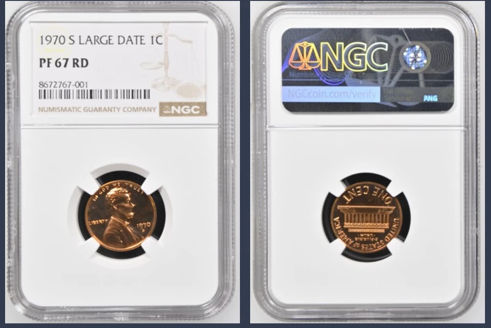 1970 S NGC PF67 RD Large Date Red Proof Lincoln Memorial Penny 1C One Cent - Image 1 of 1