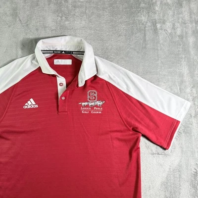 Camisa polo de golf Adidas para hombre grande roja blanca Lonnie Poole campo de golf estado de Carolina del Norte Foto 1 de 4