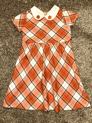 Gymboree Embroidered Pumpkin Peter Pan Collar Plaid Fall Dress Size 10 - Image 1 of 4