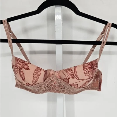 Sujetador Push Up Y2K Gilligan & O'Malley Intimates Talla 36B Rosa Encaje Floral Foto 1 de 4
