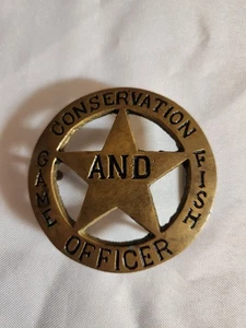 Brass Us Fish Game Conservation Officer Warden Dwr 1970s Vintage Belt Buckle - Picture 1 of 4