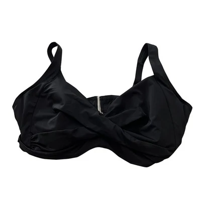 Top de bikini con aros delantero torcido negro Lands End talla 22 para mujer nuevo con etiquetas Foto 1 de 4