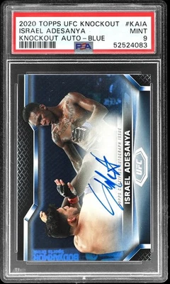 Israel Adesanya 2020 Topps UFC Knockout Blue Auto /50 PSA 9 First Auto POP 2 - Image 1 of 2