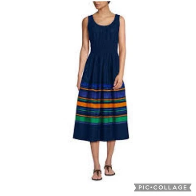 Vestido midi Land’s End azul a rayas talla mediana 10 12 Foto 1 de 4