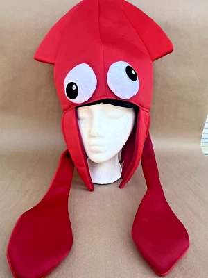 Squid Hat One Size Padded Red Goofy Eyeballs Crazy Hat Costume Halloween - Image 1 of 4
