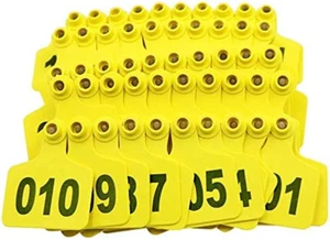 Etichette orecchie bestiame grande plastica numero 001-100/101-200/201-300 giallo - Foto 1 di 5