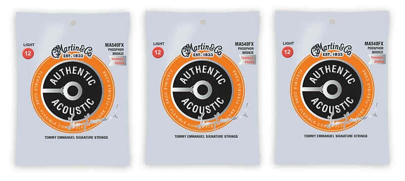 Martin MA540FX Tommy Emmanuel Flex Core Cuerdas Acústicas Luz 12-54 (Paquete de 3) Foto 1 de 1