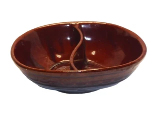 Vintage Marcrest Divided Serving Bowl Stoneware Ovenproof Daisy Dot 10" - Picture 1 of 2