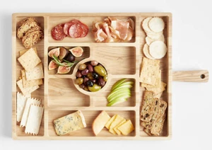 NEW - Crate and Barrel Carson Large Sectioned Ash Wood Serving Board - Picture 1 of 2