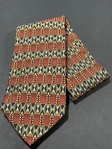 JZ Richards Tie Orange Olive 100% Silk Handmade USA 3.75" x 60" - Picture 1 of 3