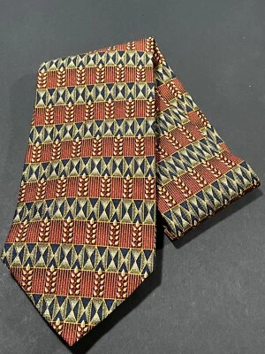 JZ Richards Tie Orange Olive 100% Silk Handmade USA 3.75" x 60" - Изображение 1 из 3