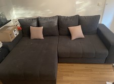 Graue Couch/Sofa Wohnlandschaft Wohnzimmer