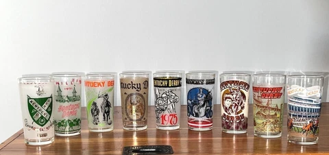 10 Kentucky Derby Glasses-  1970, 71, 72, 73, 74, 75, 76, 77, 78 + 79  ~Choice!! Cover
