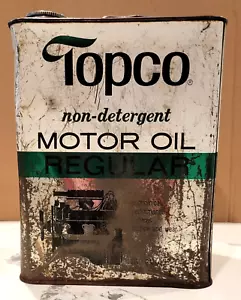 RARE Vintage TOPCO Regular MOTOR OIL 2 Gallon Can - two gal - Picture 1 of 10