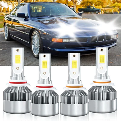 Kit combinado de 4 bombillas LED haz alto/bajo 6000 k para BMW 850i 1991-1992 Foto 1 de 4