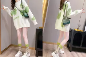 Mujeres Cuello Redondo Tejido Manga Larga Algodón Pullover Suéter Otoño Invierno Prendas para el torso - Imagen 1 de 5