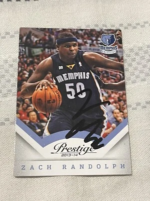 Tarjeta de prestigio Panini firmada por Zach Randolph ZBo de los Memphis Grizzlies prueba de la NBA Foto 1 de 4