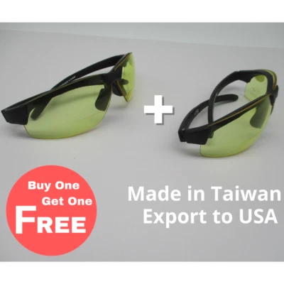 Gafas de sol de pesca negro mate TR90 marco y plantilla, amarillo 2,0 mm lente pc + antiniebla Foto 1 de 4