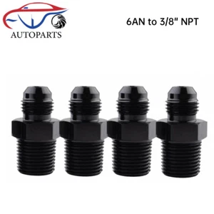 4Pcs Black 6AN to 3/8 NPT Adapter Straight Pipe Thread to 6 AN Flare Fitting - Picture 1 of 8