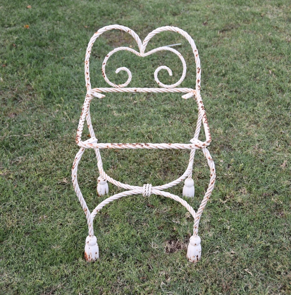 VINTAGE HOLLYWOOD REGENCY "Rope Tassel" MID CENTURY WROUGHT IRON VANITY SEAT - Image 1 of 1