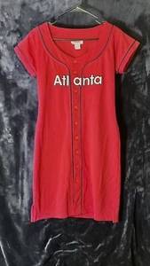 Retro Vintage Atlanta Red Jersey Dress Size MEDIUM - Picture 1 of 6