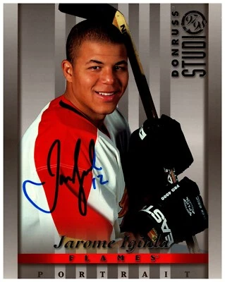Jarome Iginla #12 Calgary Flames Portrait 1997 Donruss Studio foto a color 8x10  Foto 1 de 2