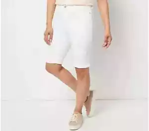 Bermudas cortas Denim & Co Easy Stretch Denim dobladillo redondo-blancas-más 20-NUEVAS-A499646 - Imagen 1 de 2